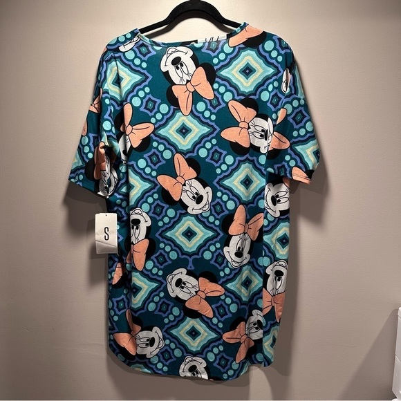 Disney LulaRoe Irma Mid-Sleeve Stretchy High-Low Tunic Minnie Mouse Teal S 6-8 - Picture 7 of 17